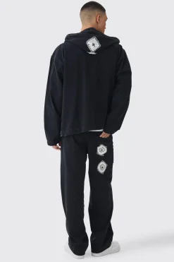 Baggy Fit Crochet Denim Jeans | BoohooMAN UK