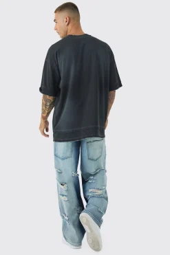 Baggy Fit Double Boxer Waistband All Over Ripped Jeans | BoohooMAN UK