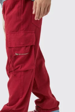 Baggy Fit Elasticated Waist Extended Drawcord Cargo Trousers | BoohooMAN UK