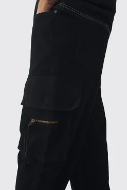 Baggy Fit Elasticated Waist Extended Drawcord Cargo Trousers | BoohooMAN UK