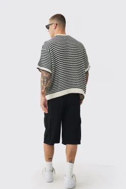Baggy Fit Elasticated Waist Extended Drawcord Cargo Shorts | BoohooMAN UK
