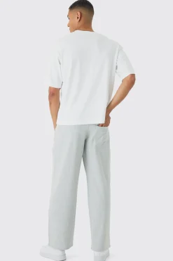 Baggy Fit Pinstripe Trouser With Boxer Double Waistband | BoohooMAN UK