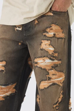Baggy Fit Rigid All Over Ripped Jeans | BoohooMAN UK