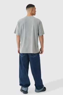 Baggy Fit Rigid Barbed Wire Laser Print Carpenter Jeans | BoohooMAN UK
