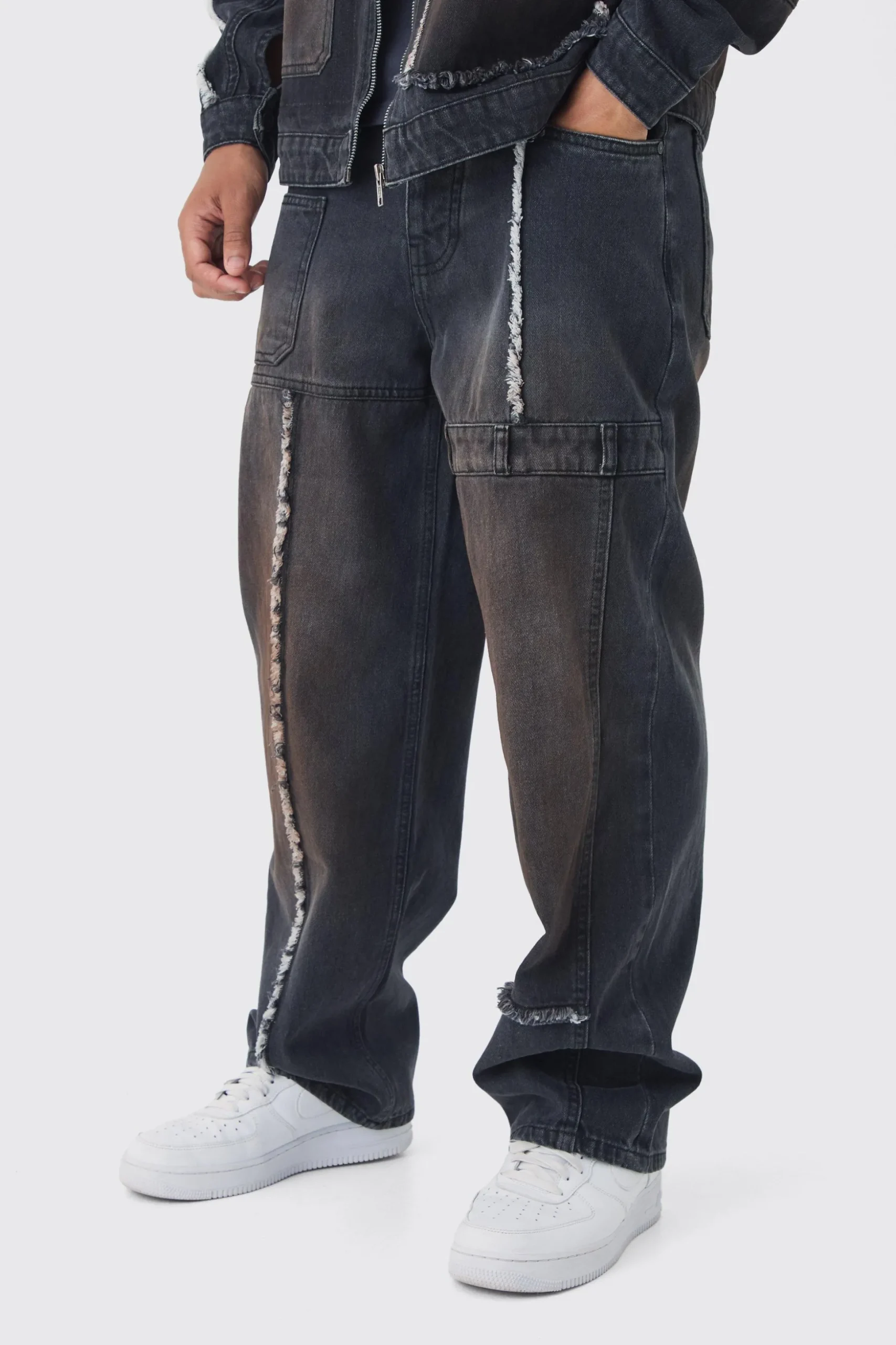 Baggy Fit Rigid Dirty Wash Carpenter Jeans | BoohooMAN UK