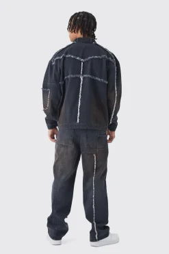 Baggy Fit Rigid Dirty Wash Carpenter Jeans | BoohooMAN UK
