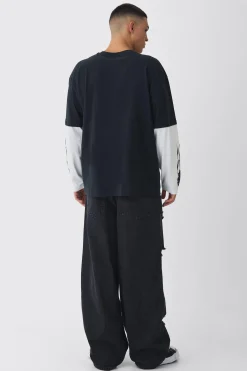 Baggy Fit Rigid Star Ripped Jeans | BoohooMAN UK