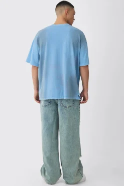 Baggy Fit Rigid Star Ripped Jeans | BoohooMAN UK