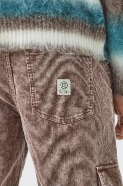 Baggy Multi Pocket Acid Wash Cord Trouser In Chocolate | BoohooMAN UK