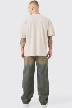 Baggy Rigid All Over Distressed Jeans In Vintage Blue | BoohooMAN UK