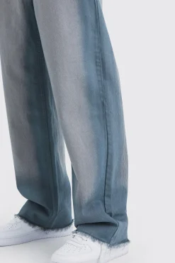 Baggy Rigid Bleach Seam Jeans In Mid Grey | BoohooMAN UK