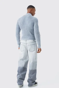 Baggy Rigid Bleached Jeans In Light Grey | BoohooMAN UK