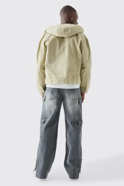 Baggy Rigid Bm Applique Multi Pocket Cargo Jeans In Grey | BoohooMAN UK