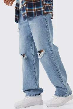 Baggy Rigid Distressed Jeans | BoohooMAN UK