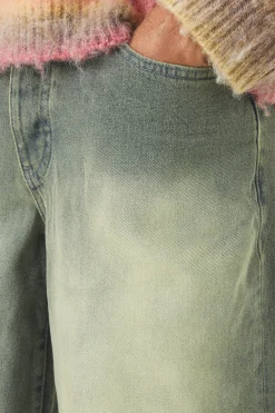Baggy Rigid Green Washed Jeans | BoohooMAN UK