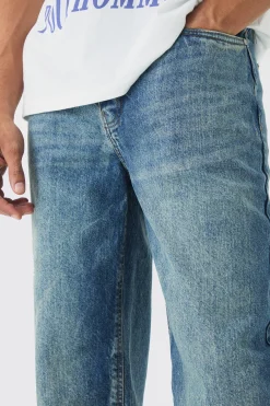Baggy Rigid Jean In Vintage Blue | BoohooMAN UK