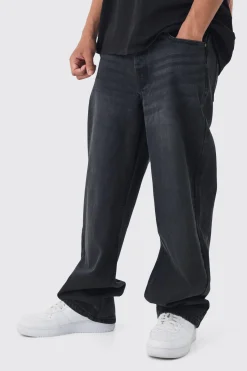 Baggy Rigid Jean In Washed Black | BoohooMAN UK
