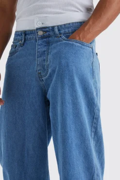 Baggy Rigid Jean With Double Waistband | BoohooMAN UK