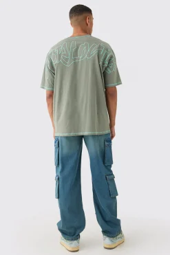 Baggy Rigid Multi Cargo Pocket Jeans In Blue | BoohooMAN UK
