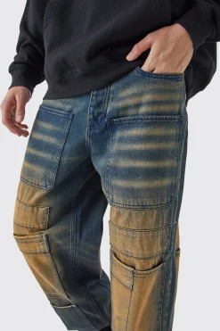 Baggy Rigid Overdyed Multi Pocket Cargo Jeans | BoohooMAN UK