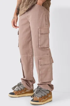 Baggy Rigid Overdyed Multi Cargo Jeans | BoohooMAN UK