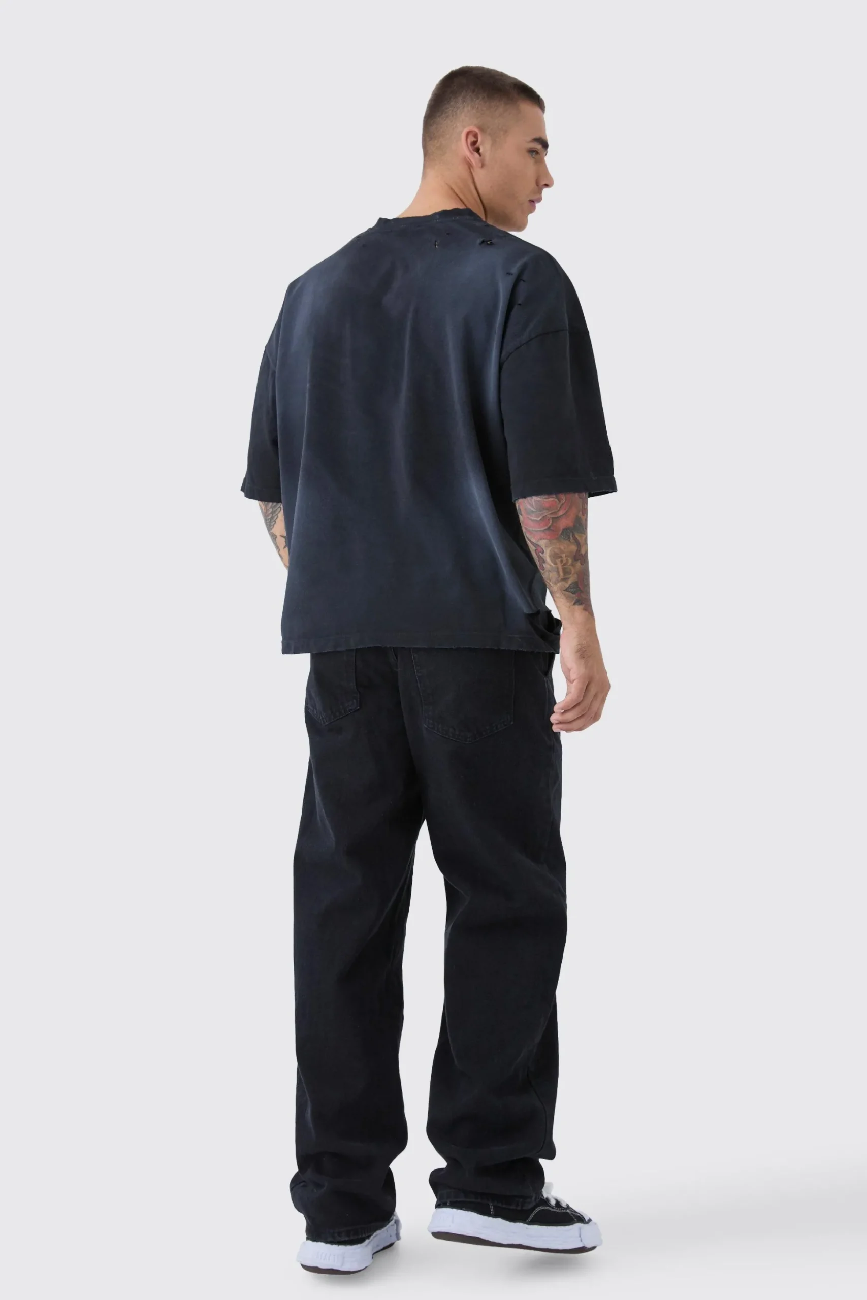 Baggy Rigid Overlay Jeans | BoohooMAN UK