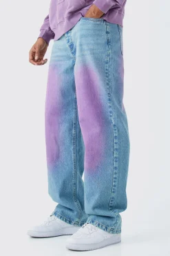 Baggy Rigid Pink Tint Jeans In Antique Blue | BoohooMAN UK