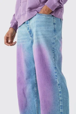 Baggy Rigid Pink Tint Jeans In Antique Blue | BoohooMAN UK