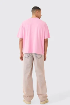 Baggy Rigid Pink Tint Slit Knee Jeans | BoohooMAN UK