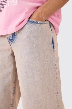 Baggy Rigid Pink Tint Slit Knee Jeans | BoohooMAN UK