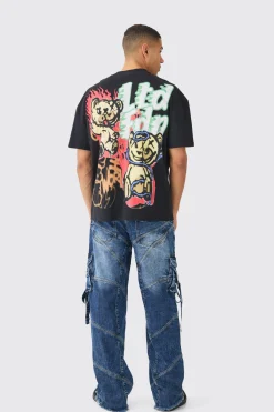 Baggy Rigid Strap And Buckle Detail Jeans In Indigo | BoohooMAN UK