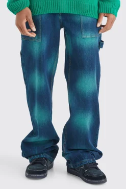 Baggy Rigid Tie Dye Jeans In Green | BoohooMAN UK