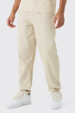 Baggy Tapered Chinos In Stone | BoohooMAN UK