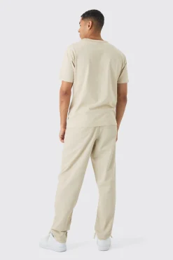 Baggy Tapered Chinos In Stone | BoohooMAN UK