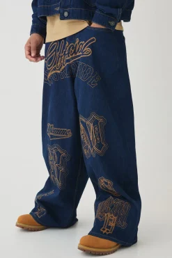 Balloon Fit Rigid Contrast Stitch Ripped Jeans | BoohooMAN UK
