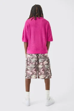 Bandanna Camo Fixed Waist Multi Pocket Jorts | BoohooMAN UK