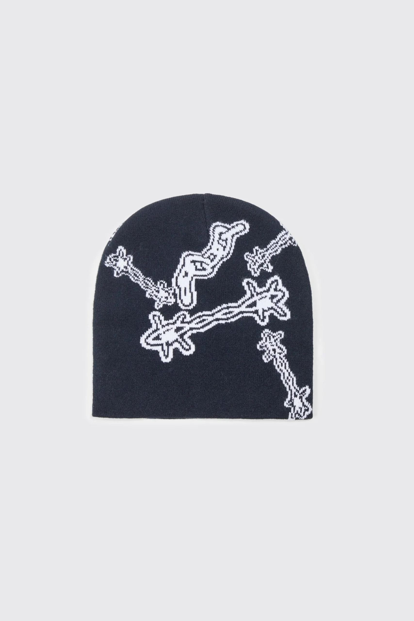 Barbed Wire Jacquard Beanie | BoohooMAN UK