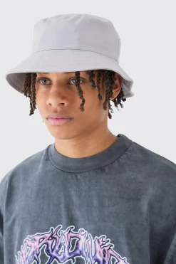 Basic Bucket Hat In Light Grey | BoohooMAN UK