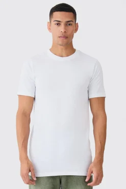 Basic Longline Crew Neck T-shirt | BoohooMAN UK