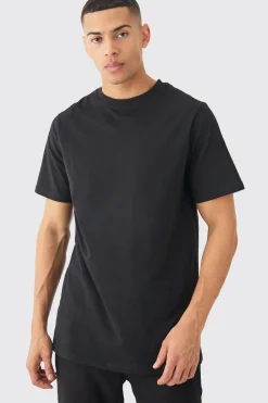 Basic Longline Crew Neck T-shirt | BoohooMAN UK