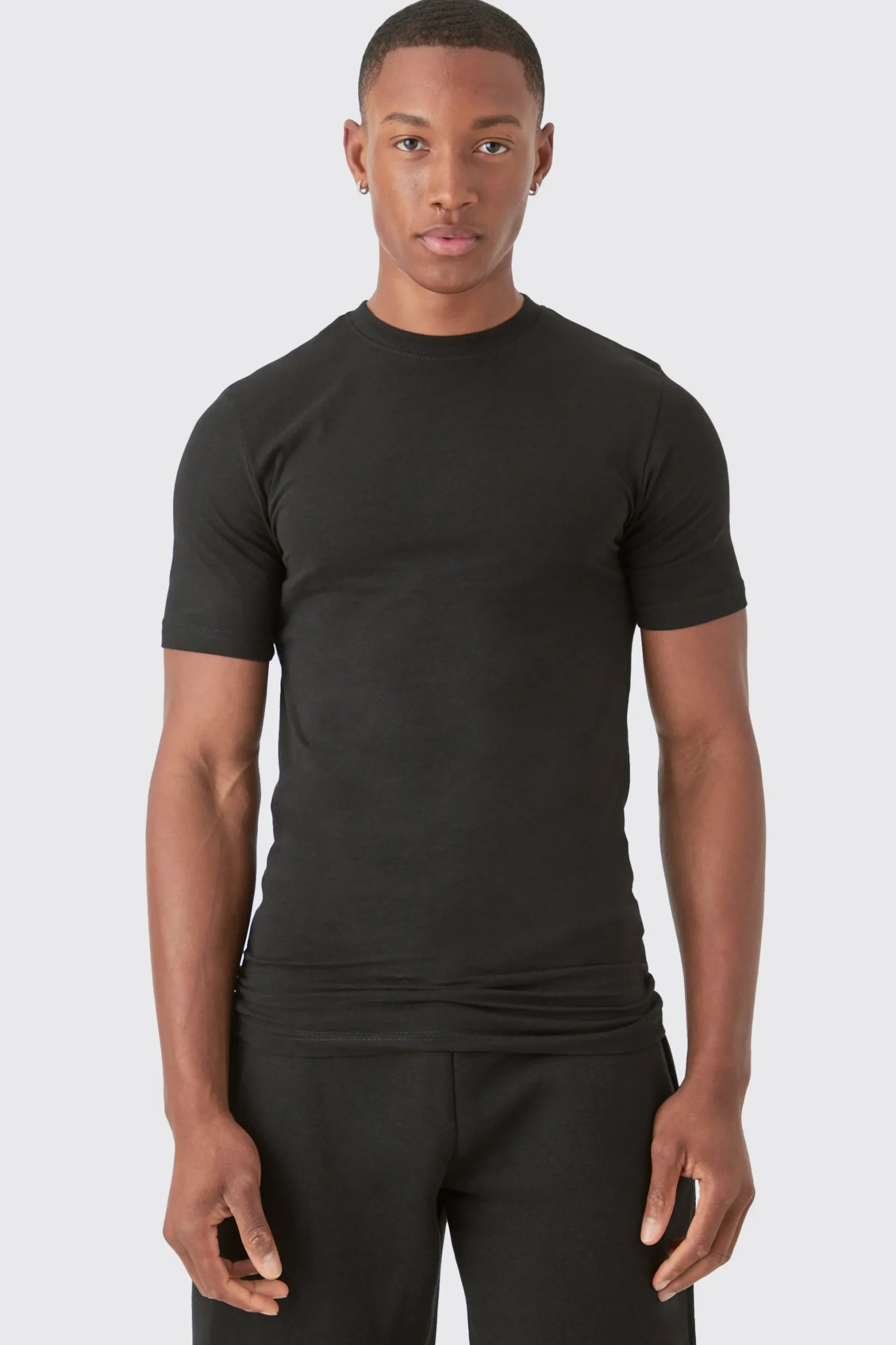 Basic Muscle Fit T-shirt | BoohooMAN UK