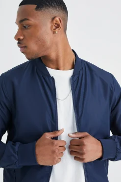 Basic Nylon Bomber Jacket | BoohooMAN UK