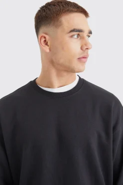 Basic Oversized Crew Neck Sweatshirt | BoohooMAN UK