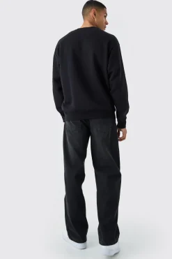 Basic Oversized Crew Neck Sweatshirt | BoohooMAN UK