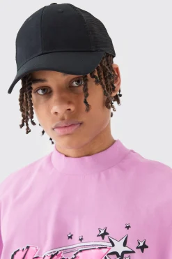 Basic Trucker Cap In Black | BoohooMAN UK