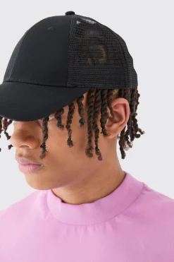Basic Trucker Cap In Black | BoohooMAN UK