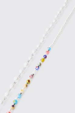 Bead Multi Layer Chain Necklace | BoohooMAN UK