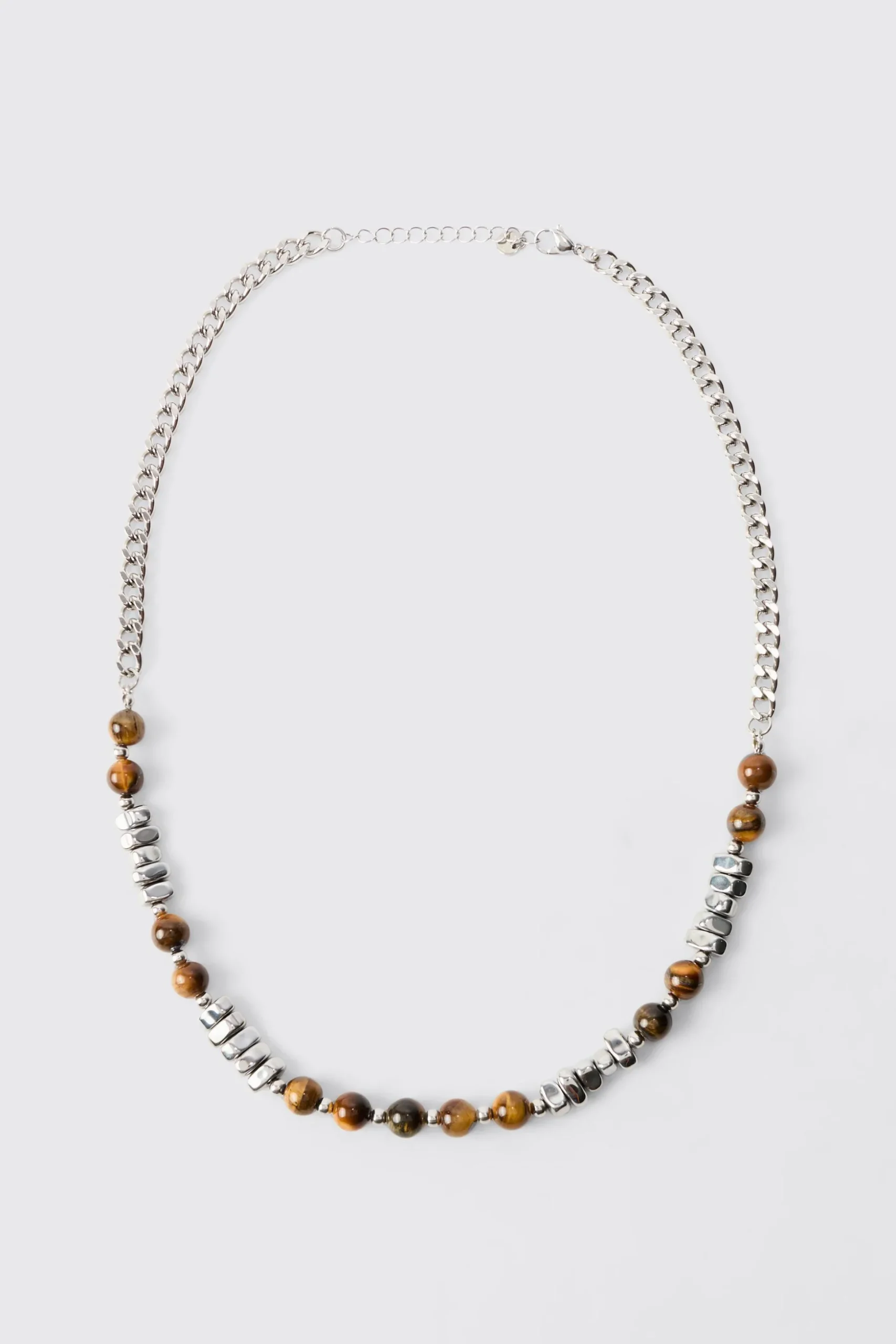 Beaded Metal Chain Necklace | BoohooMAN UK