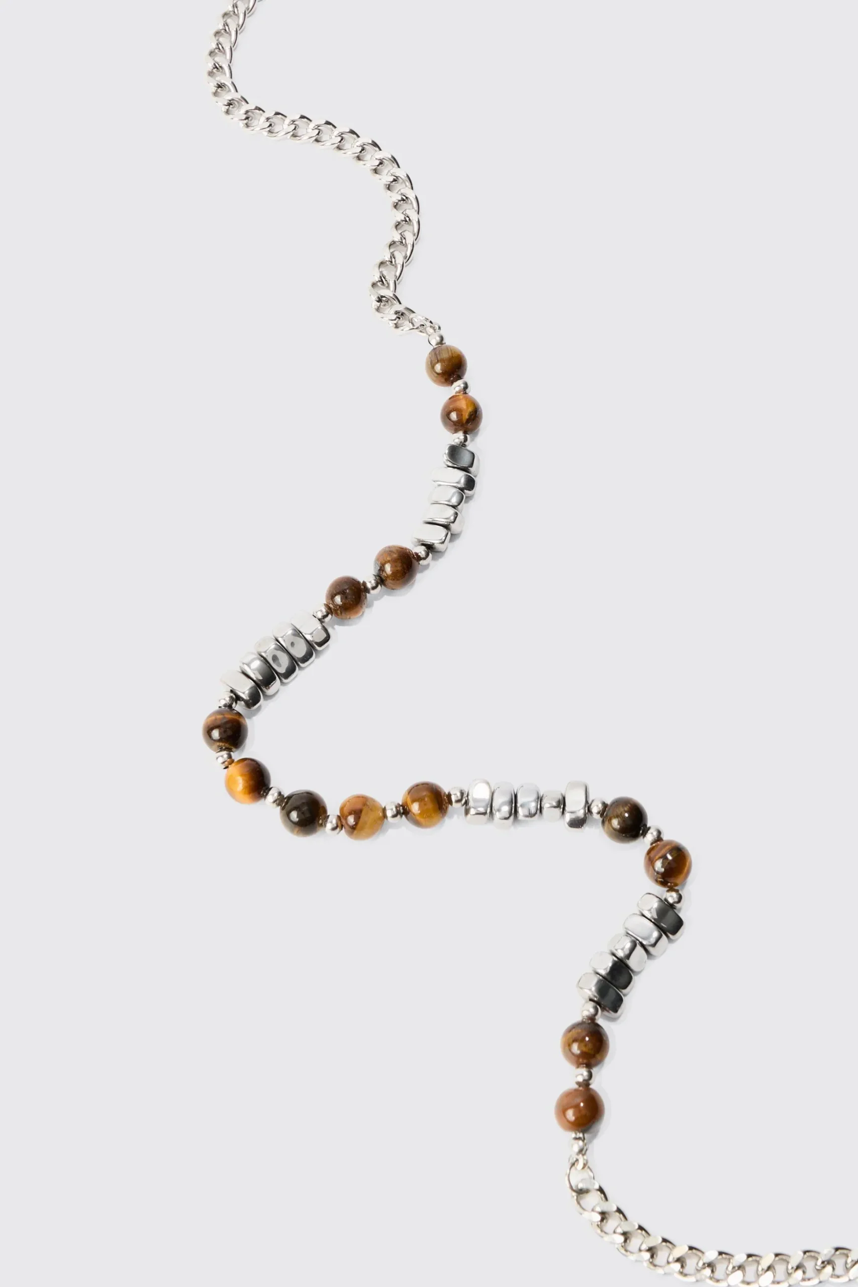 Beaded Metal Chain Necklace | BoohooMAN UK