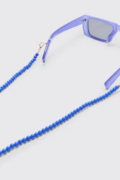 Beaded Sunglasses Chain In Cobalt | BoohooMAN UK